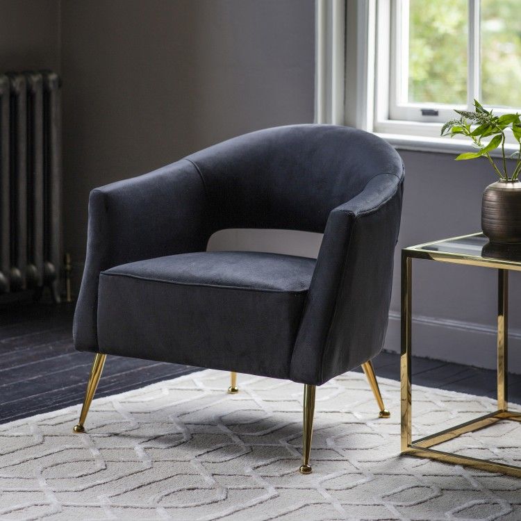 Tavolo Contemporary Black Velvet Arm Chair