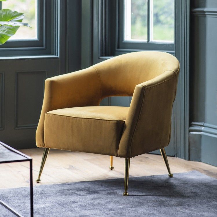 Tavolo Contemporary Gold Velvet Arm Chair