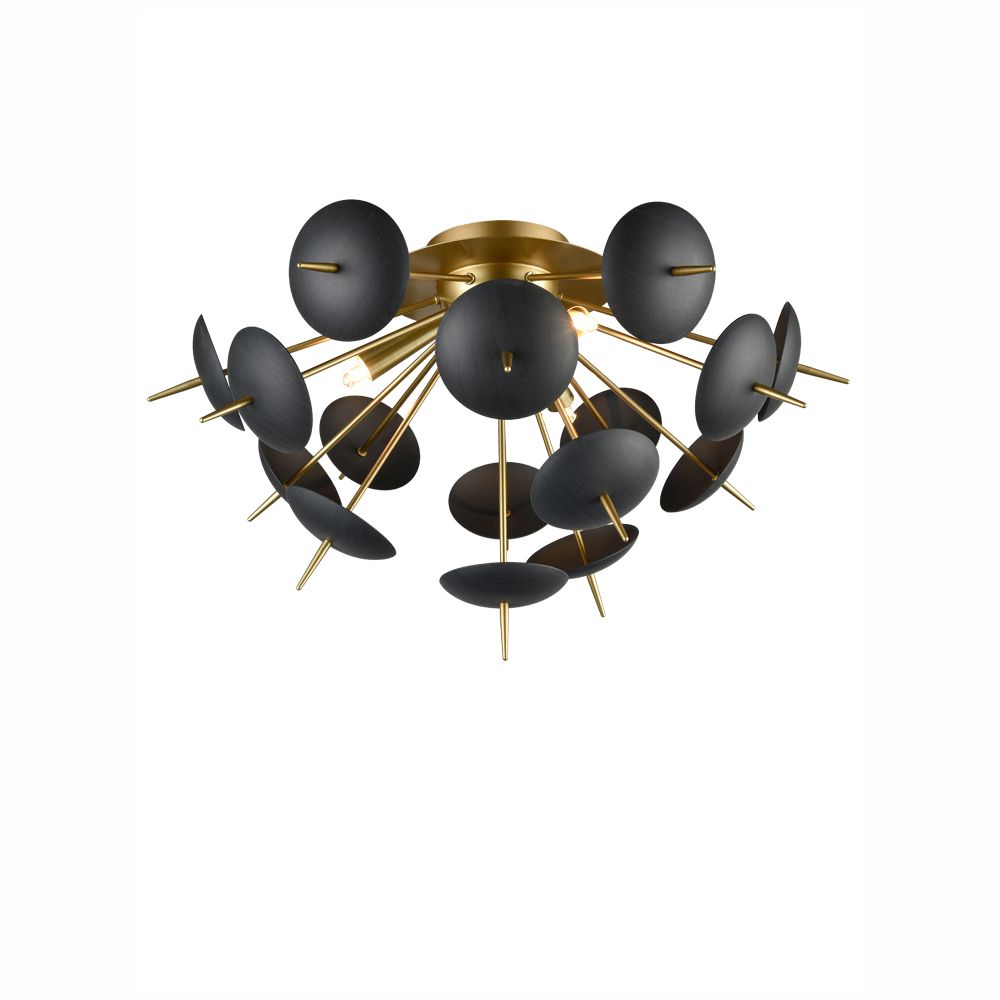 Franco Pianeta Black and Gold Flush Ceiling Light