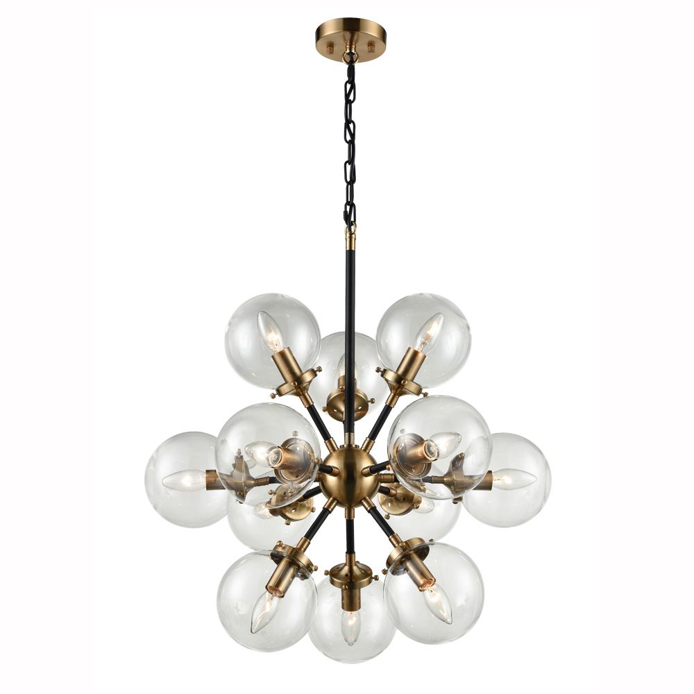 Franco Solaris 12lt Matt Black and Gold Pendant