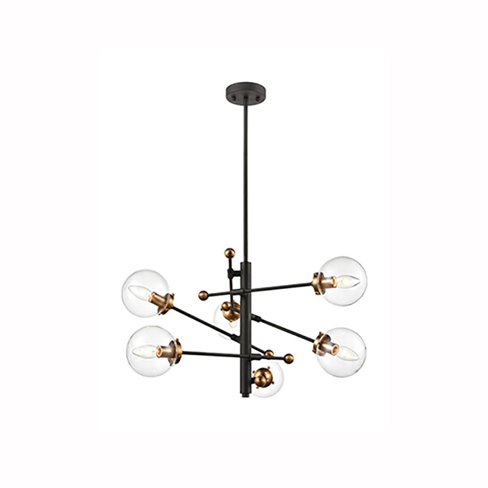 Franco Solaris 6lt Matt Black and Gold Pendant