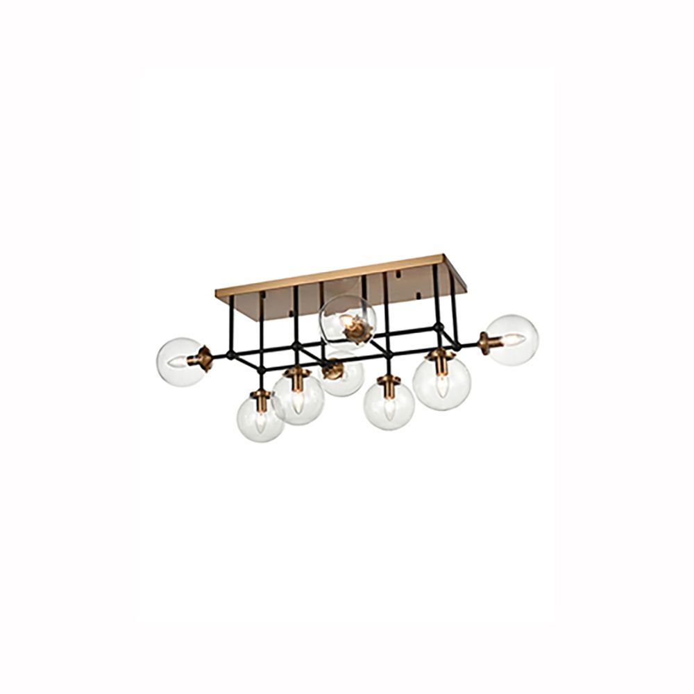 Franco Solaris 8lt Matt Black and Gold Flush Ceiling Light