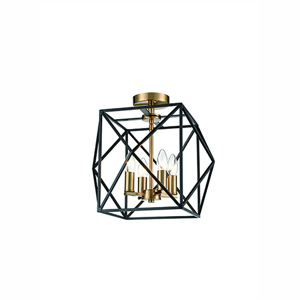 Franco Tubo 4lt Matt Black and Gold Flush Pendant