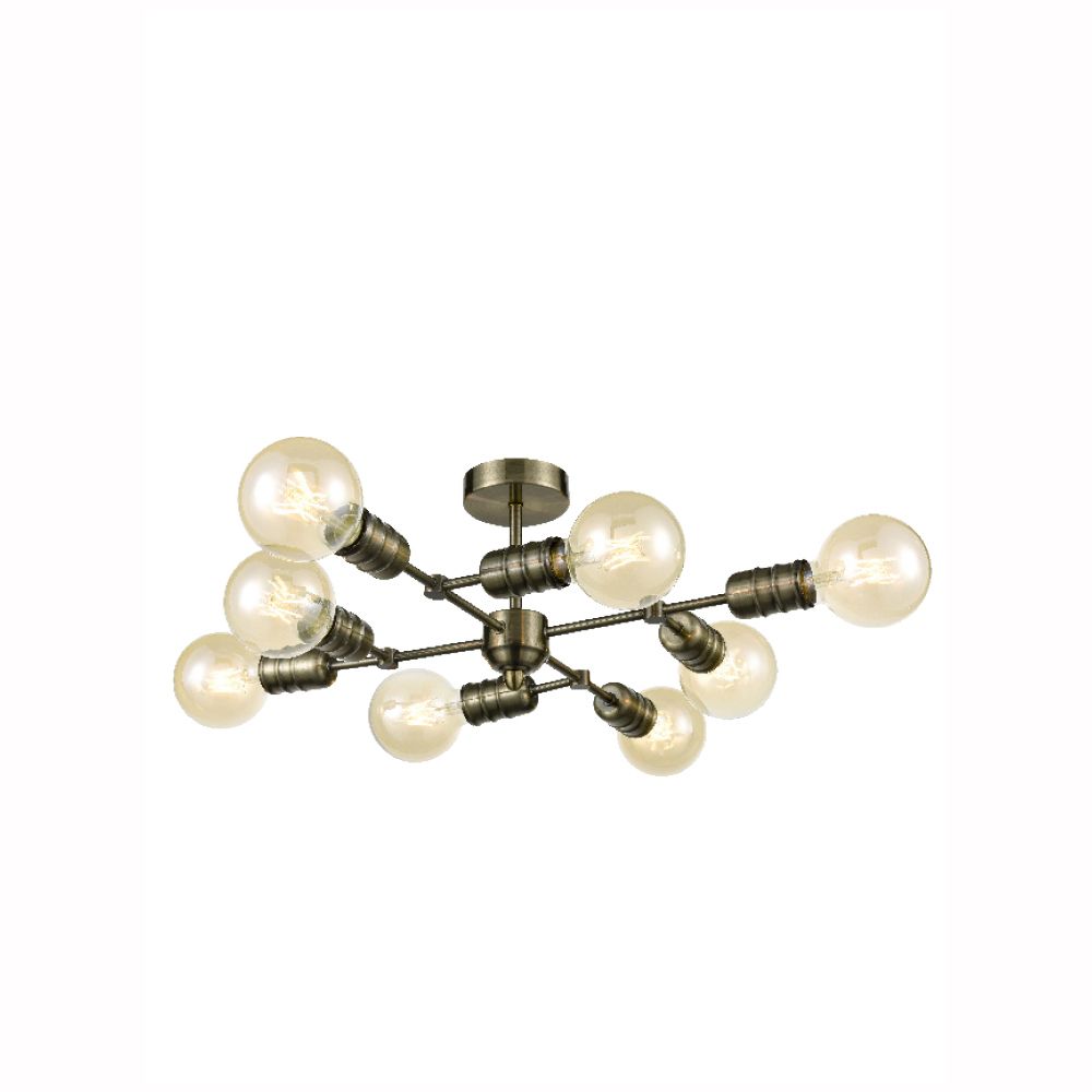 Franco Ottone Brass 8lt Flush Ceiling Light