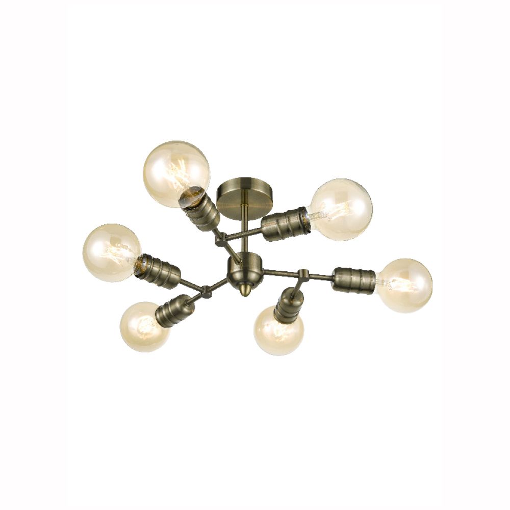 Franco Ottone Brass 6lt Flush Ceiling Light