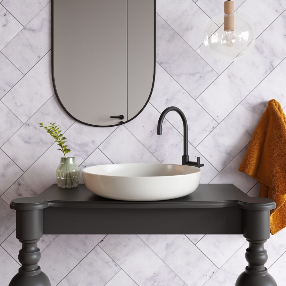 Carrara White Polished Herringbone Marble