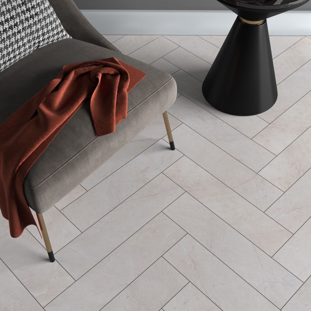 Crema Marfil Select Polished Herringbone Marble