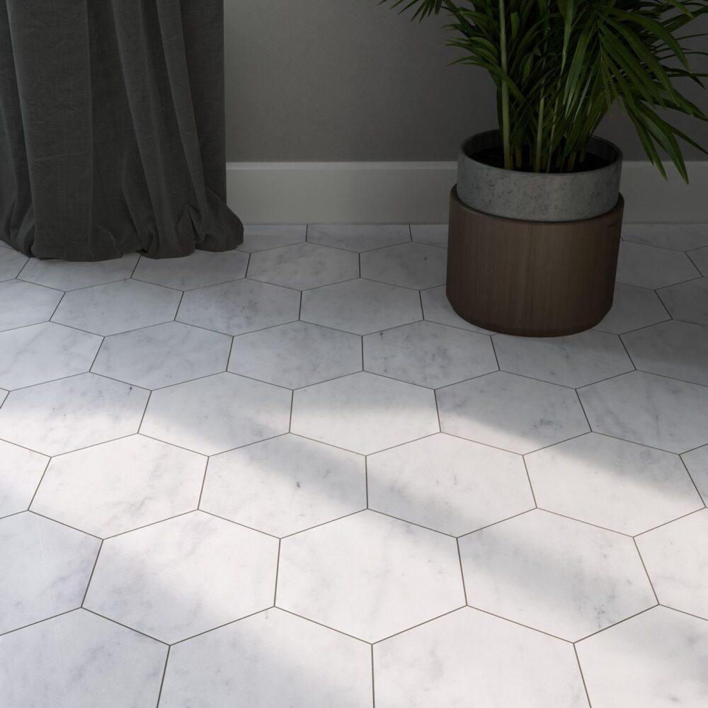 Carrara White Polished Hexagon Marble