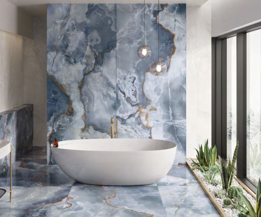 La Supra Onyx Blue Polished Tiles