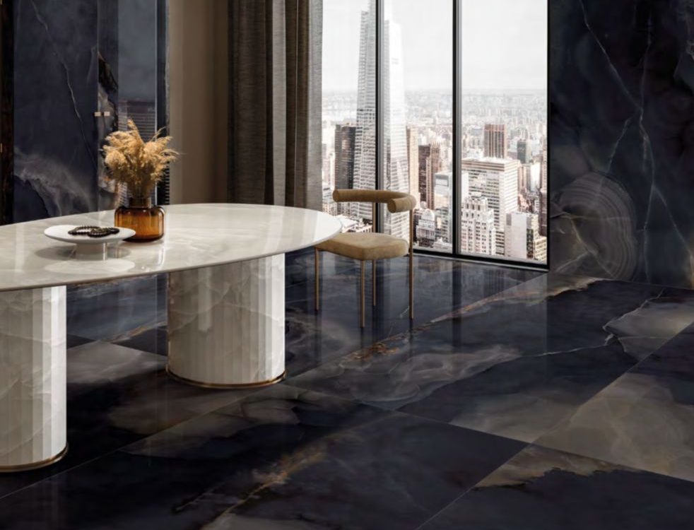 La Supra Onyx Black Polished Tiles