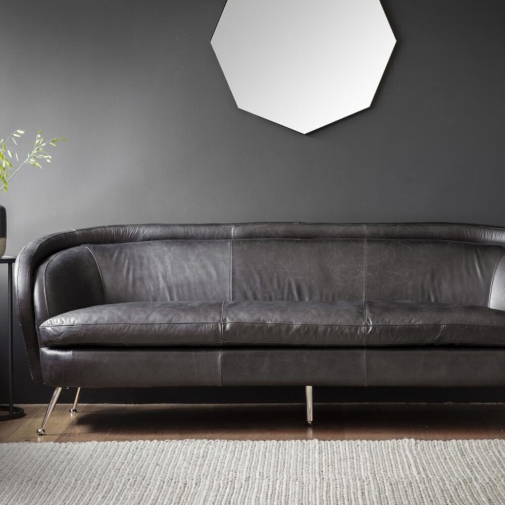 Divano In Velluto Black Leather Sofa