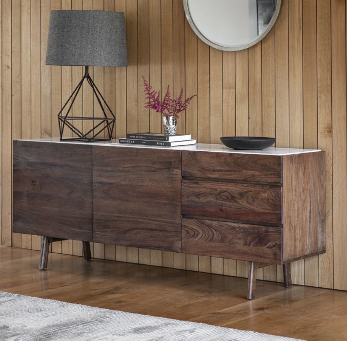 Walnut and Marble Sideboard