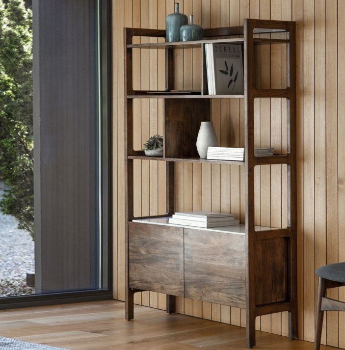 Walnut and Marble Display Unit