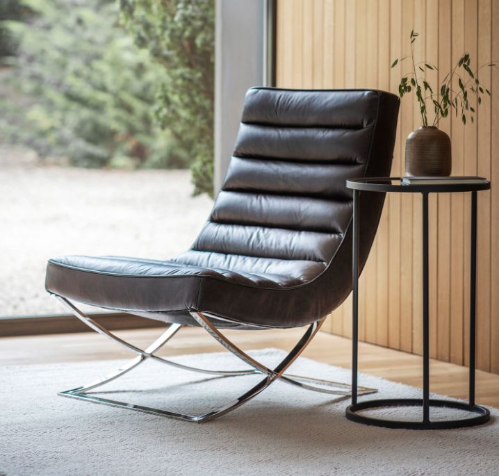 Charcoal Leather Lounger
