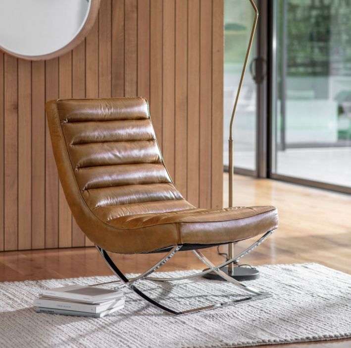 Tan Leather Lounger