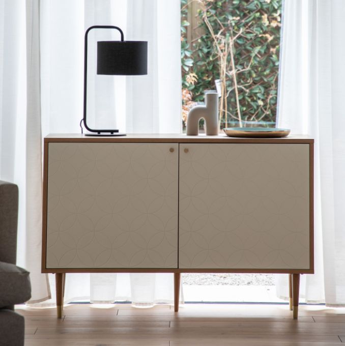 Art Deco White and Oak Cabinet