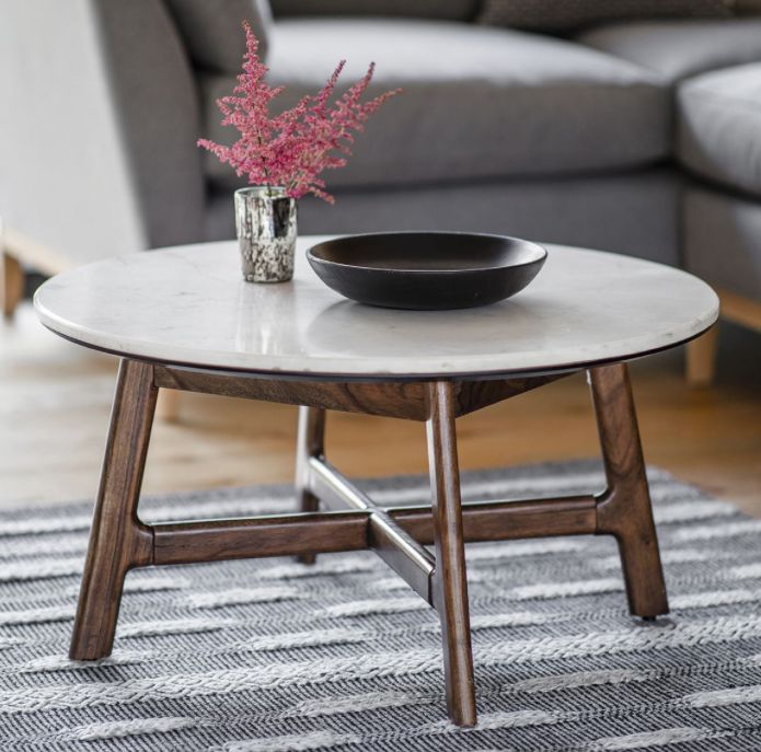 Walnut and Marble Coffee Table