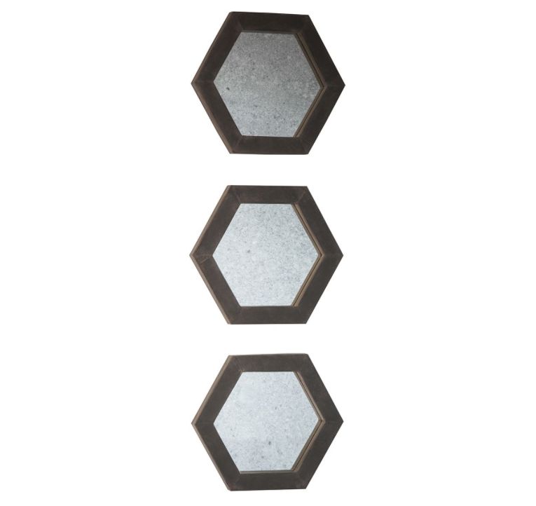 Garfi Hexagon Faux Concrete Mirror