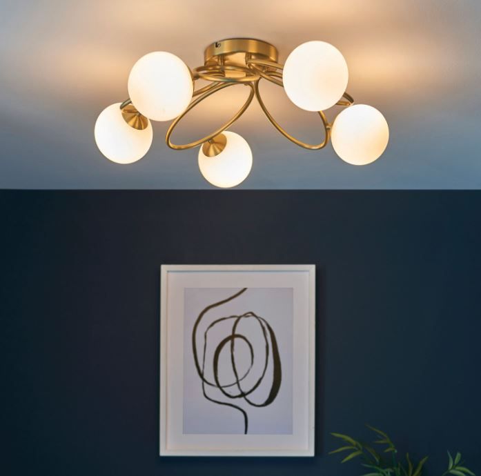 Eclipse Satin Brass Large Flush Ceiling Light