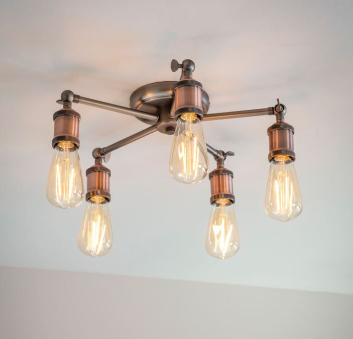 Hale Pewter Medium Flush Ceiling Light