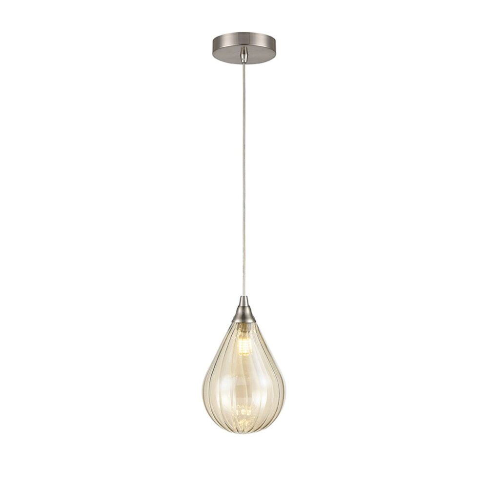 Franco Cascata Single 135 Amber Glass Pendant