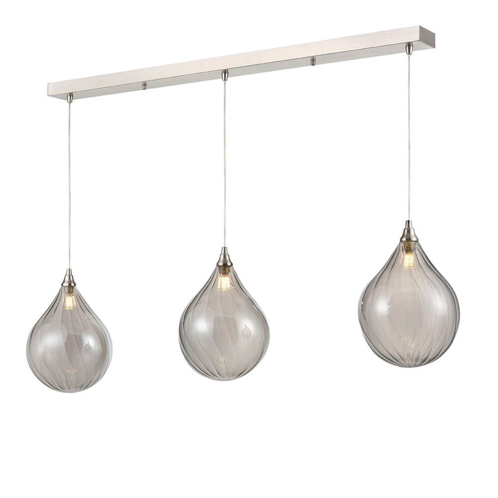 Franco Cascata Triple Bar Smoked Glass Pendant