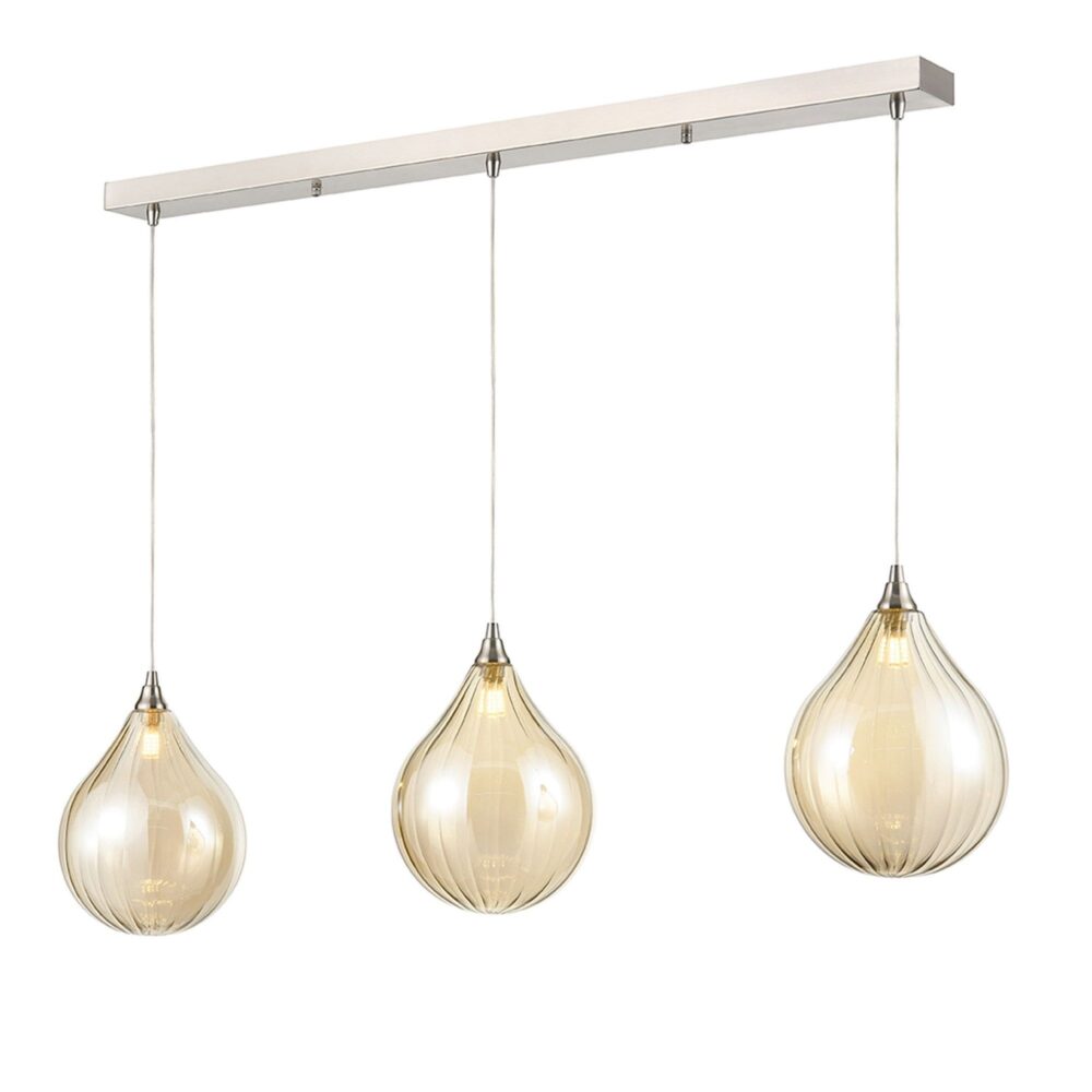 Franco Cascata Triple Bar Amber Glass Pendant