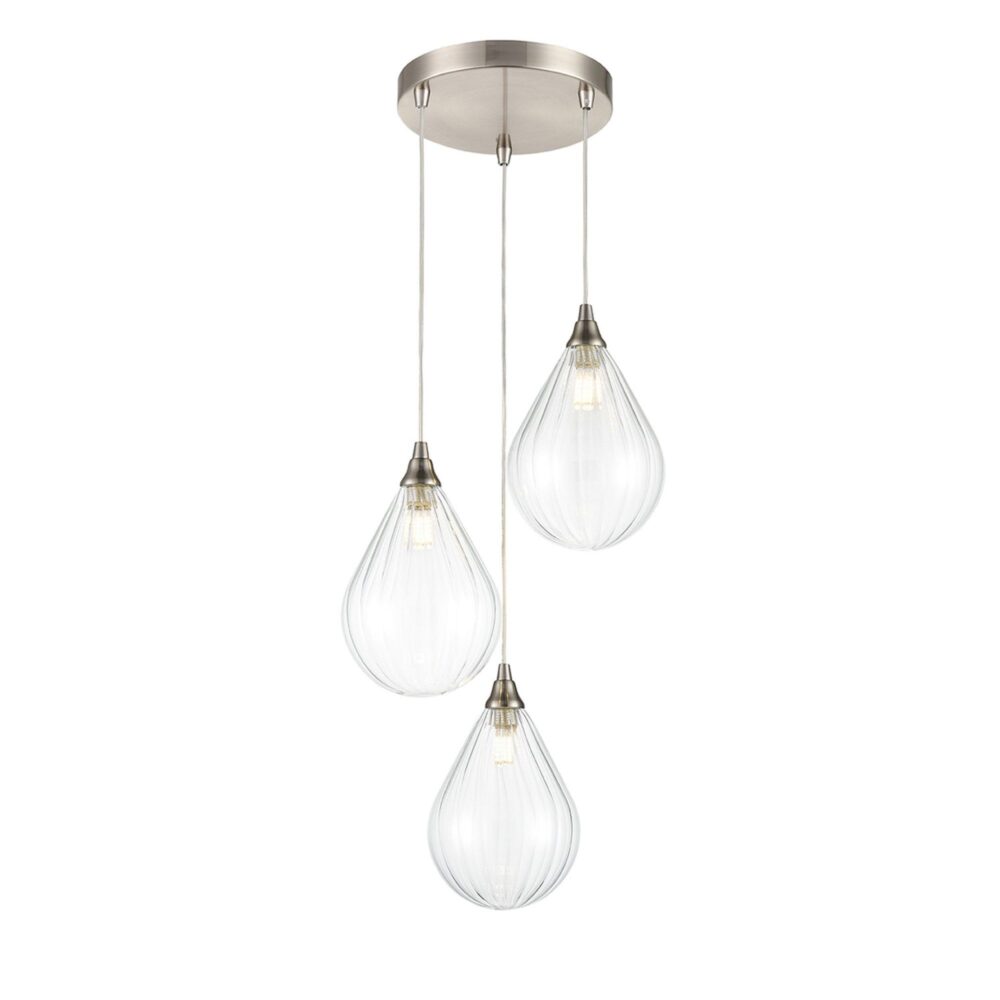 Franco Cascata Triple Clear Glass Pendant
