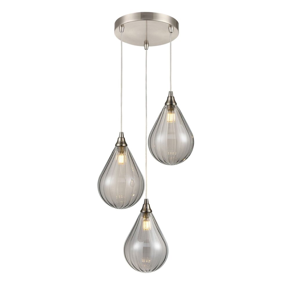 Franco Cascata Triple Smoked Glass Pendant