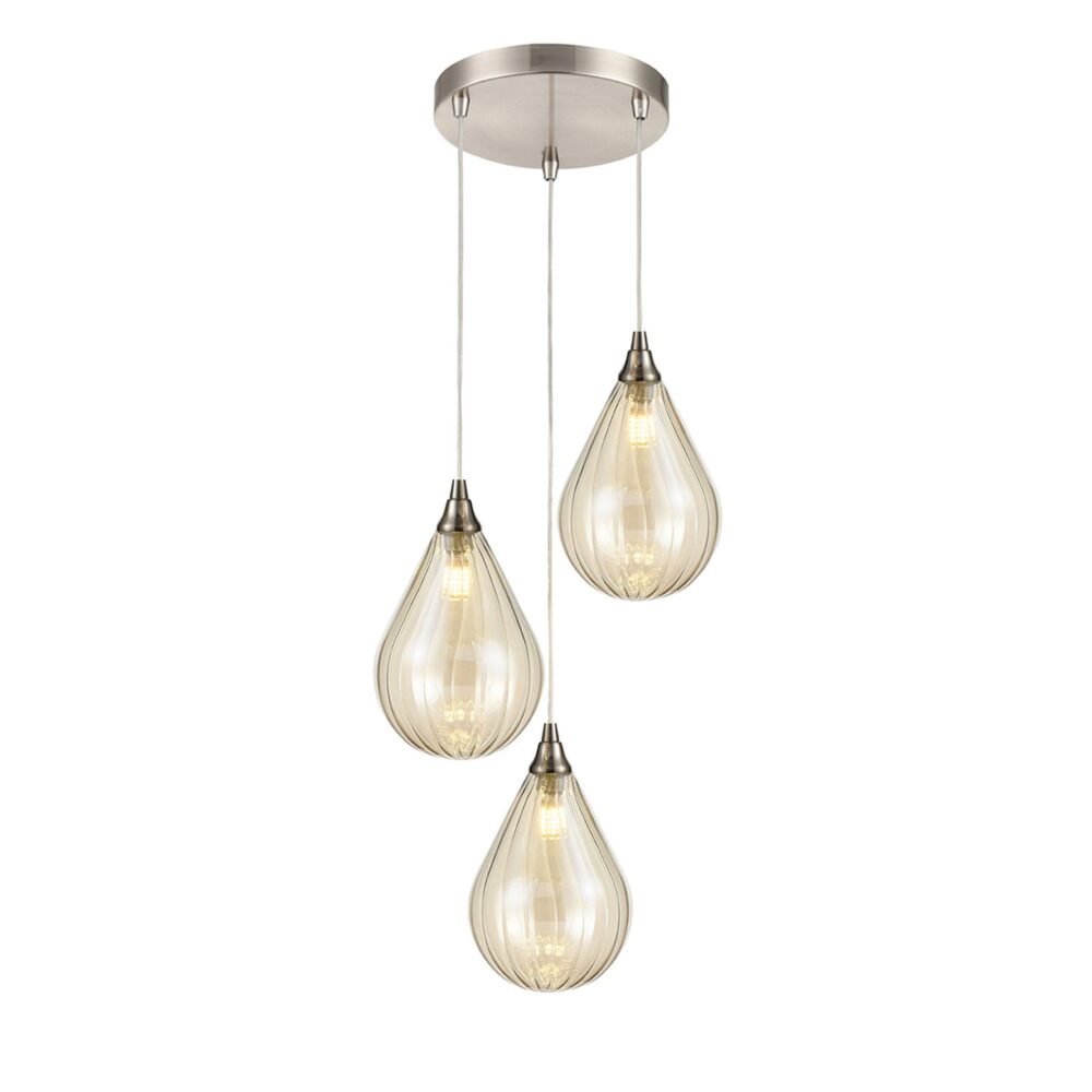 Franco Cascata Triple Amber Glass Pendant
