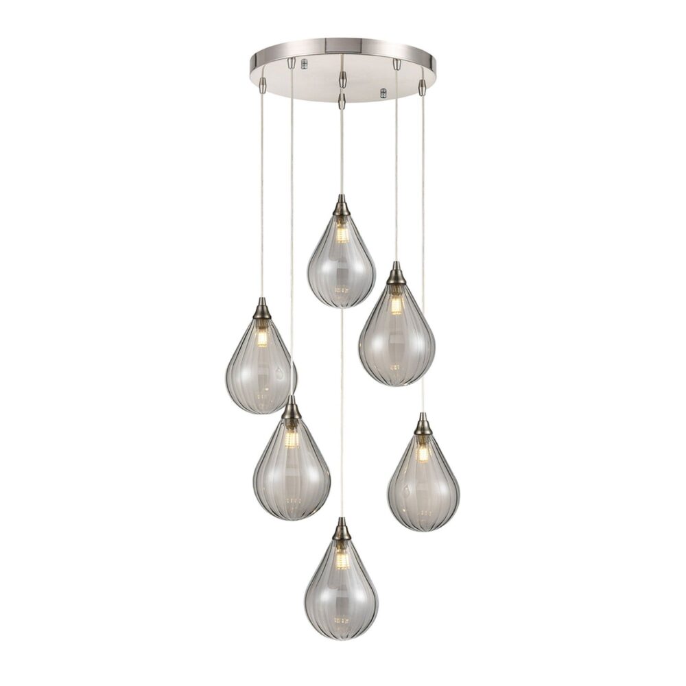 Franco Cascata 6 light Smoked Glass Pendant