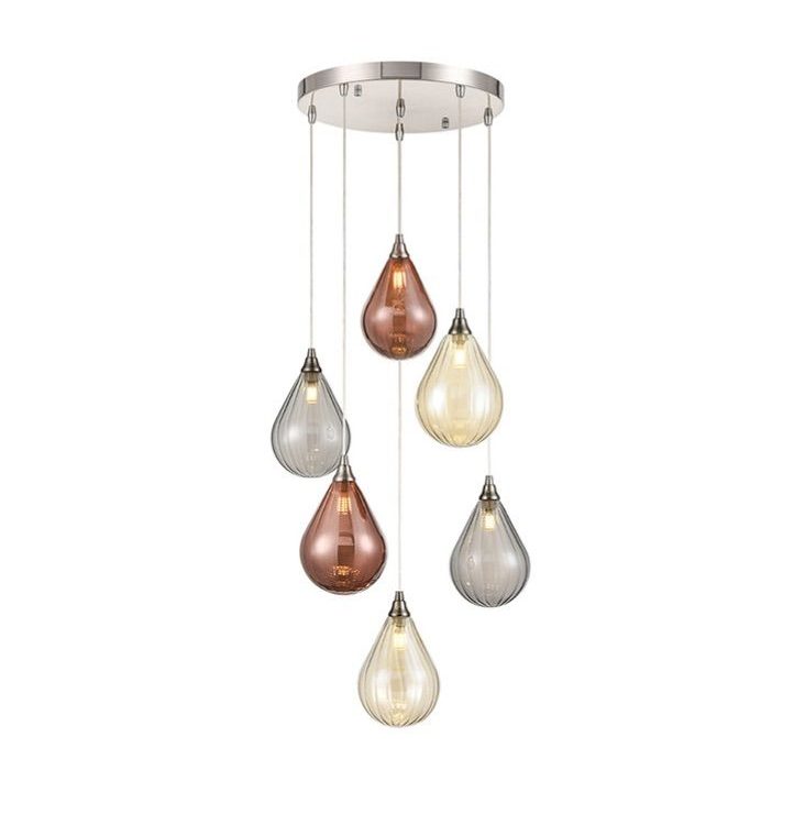 Franco Cascata 6 light Multicoloured Glass Pendant
