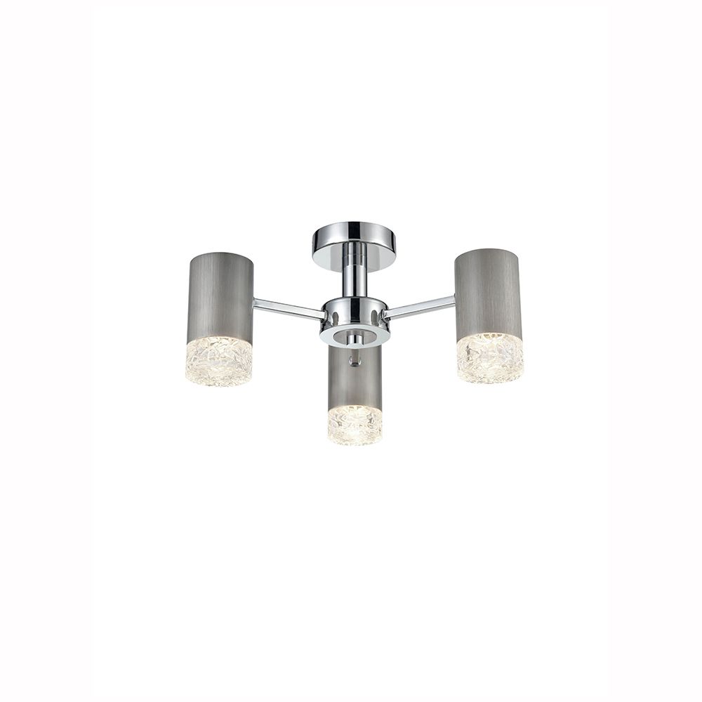 Franco Candela Satin Silver 3lt Flush Ceiling Light