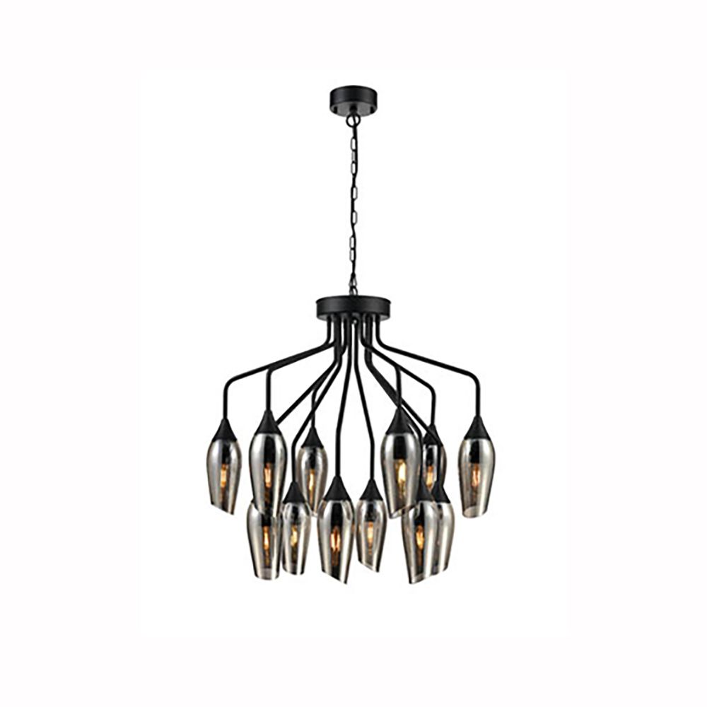 Franco Tulipano 12 light Smoked Glass Chandelier
