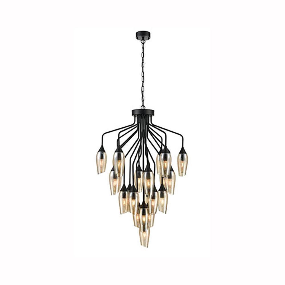 Franco Tulipano 22 light Amber Glass Chandelier