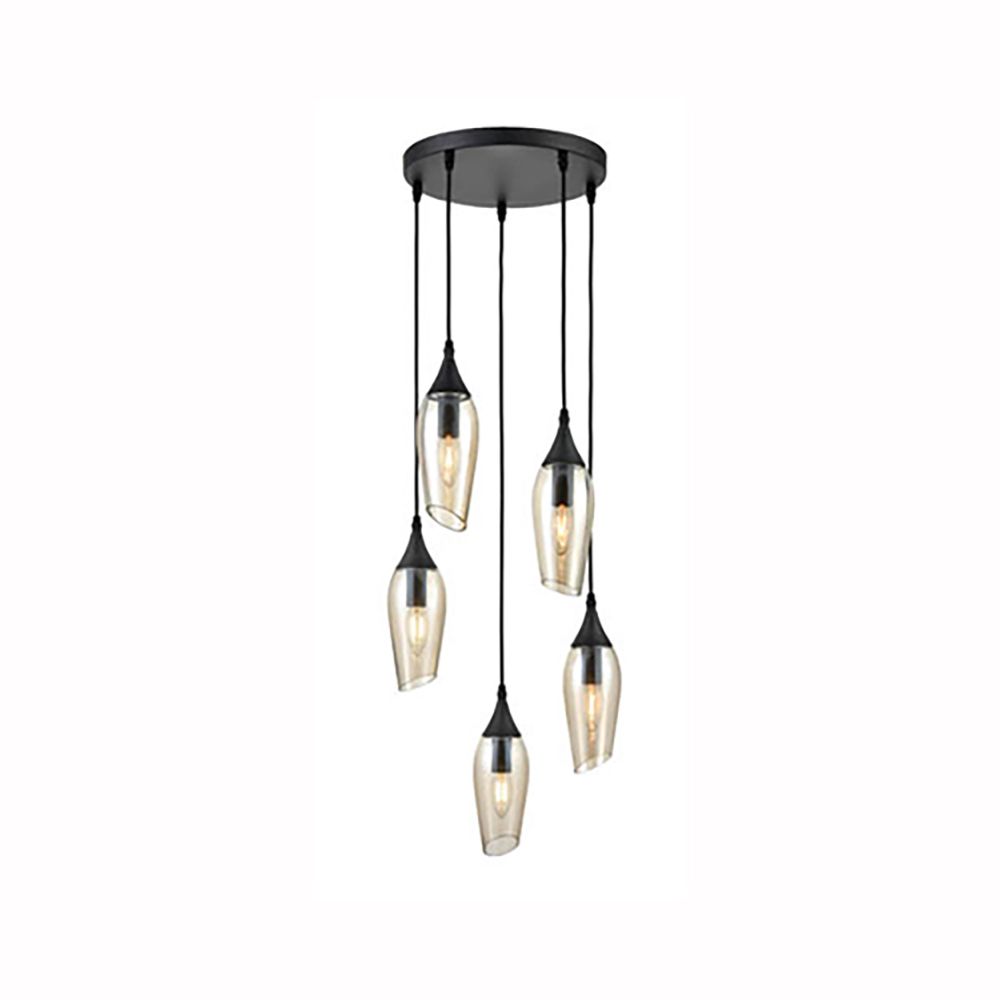 Franco Tulipano 5 light Amber Glass Pendant