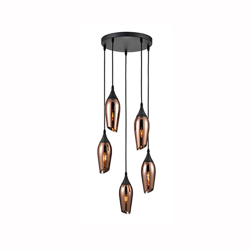 Franco Tulipano 5 light Copper Glass Pendant