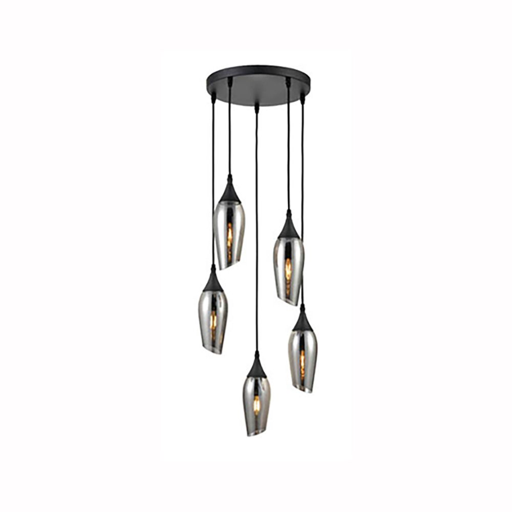 Franco Tulipano 5 light Smoked Glass Pendant