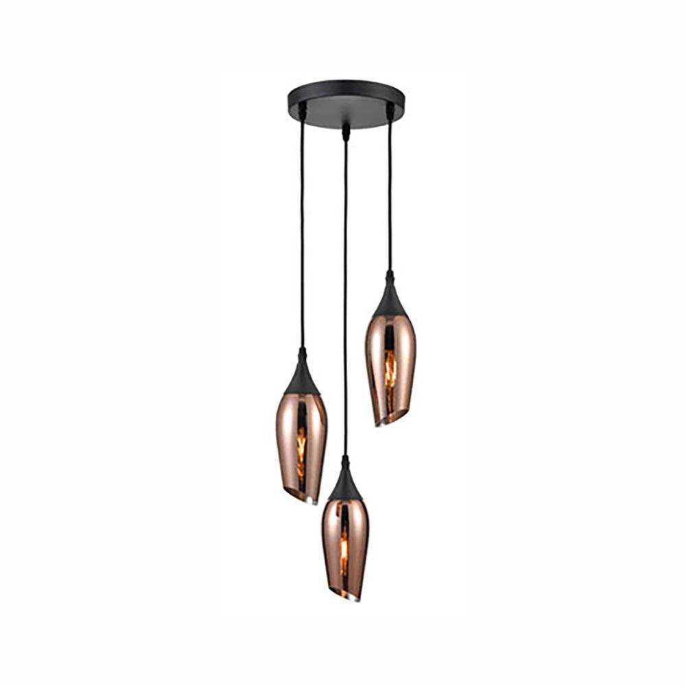 Franco Tulipano Triple Copper Glass Pendant
