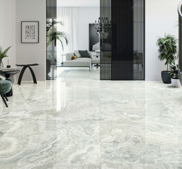 Izmir Blanco Polished Stone Effect Tiles By Grespania